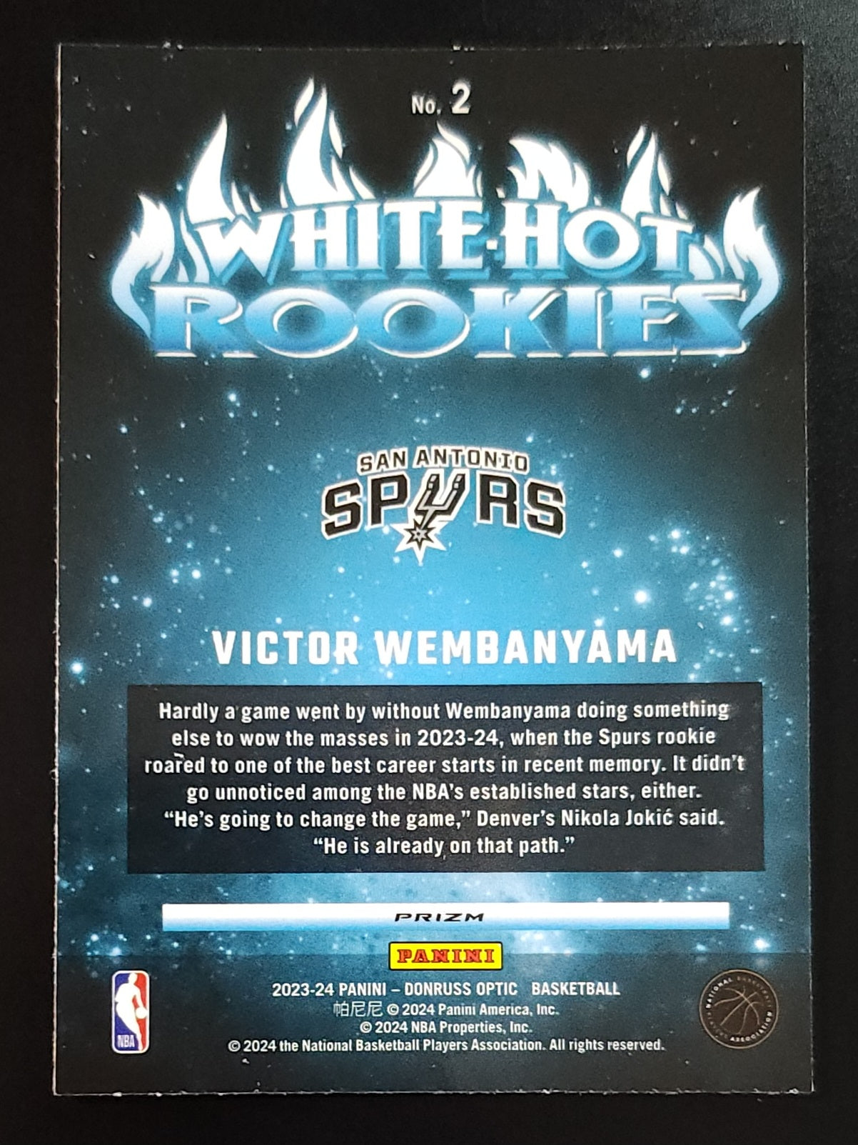 Victor Wembanyama 2024 Optic White Hot Rookies #2 Spurs - The Hobby Swap