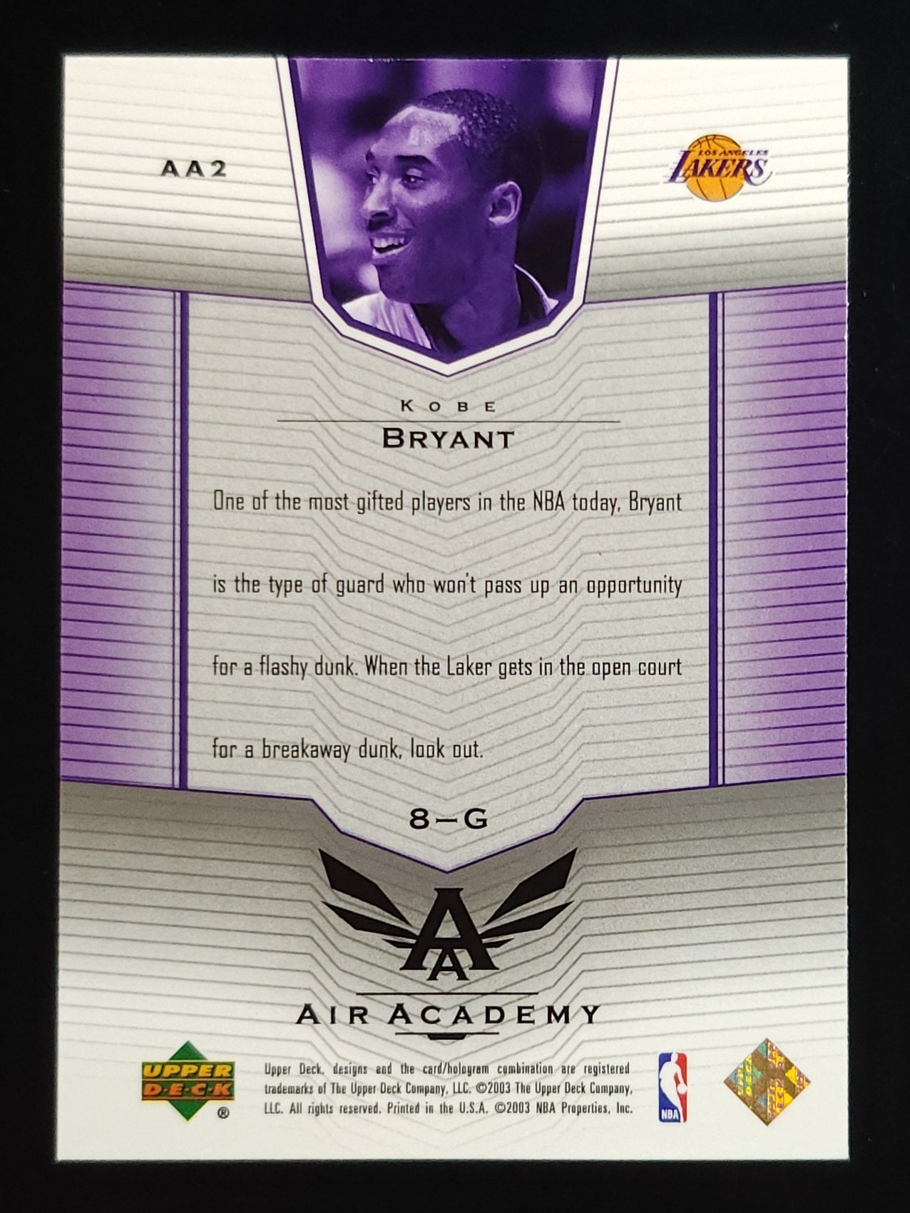 Kobe Bryant 2003 Upper Deck Air Academy #AA2 Lakers
