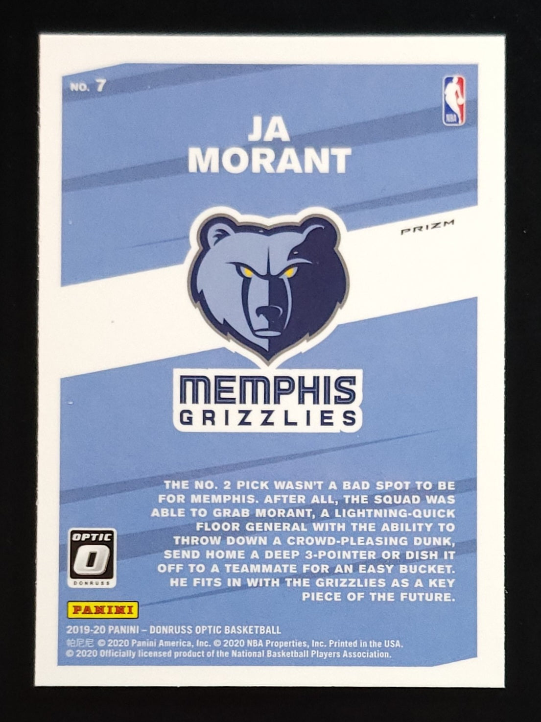 Ja Morant 2019-20 Optic My House Rookie Purple Prizm #7 Grizzlies
