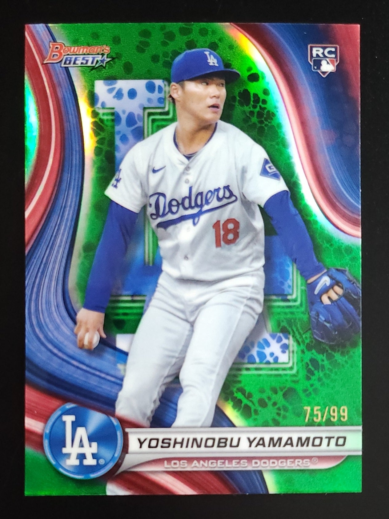 Yoshinobu Yamamoto 2024 Bowman's Best RC Green Refractor 75/99 #34 - Dodgers