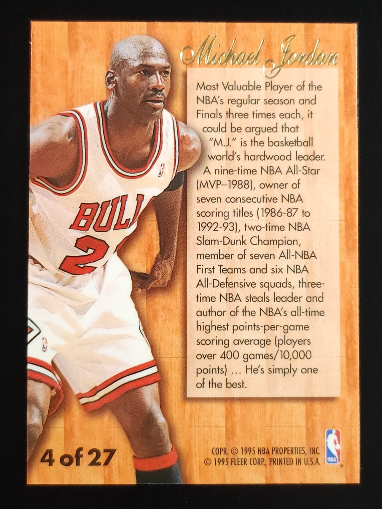 Michael Jordan 1995-96 Fleer Flair Hardcourt Leader #4 Bulls