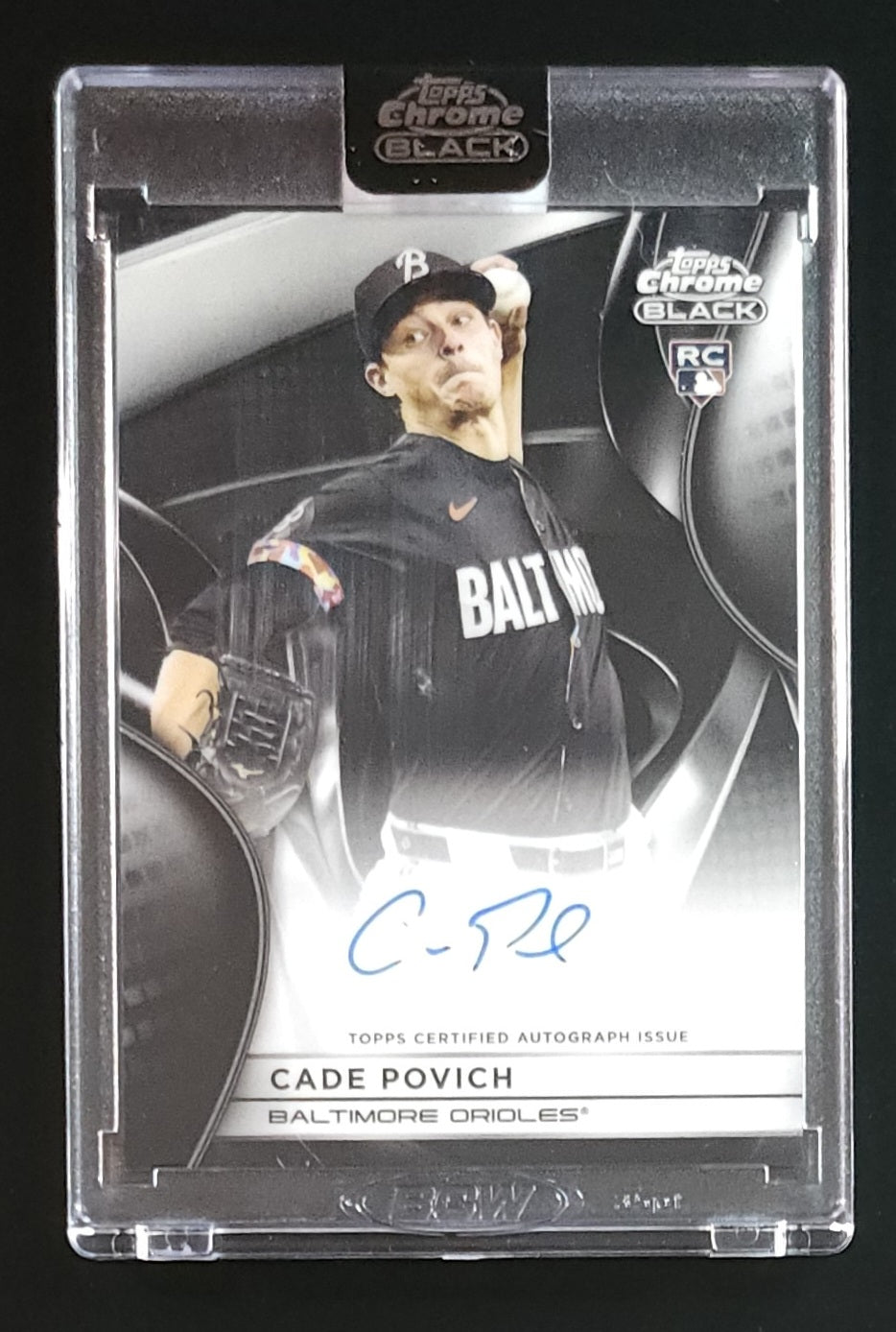 Cade Povich 2024 Topps Chrome Black RC Auto #CBA-CP Orioles