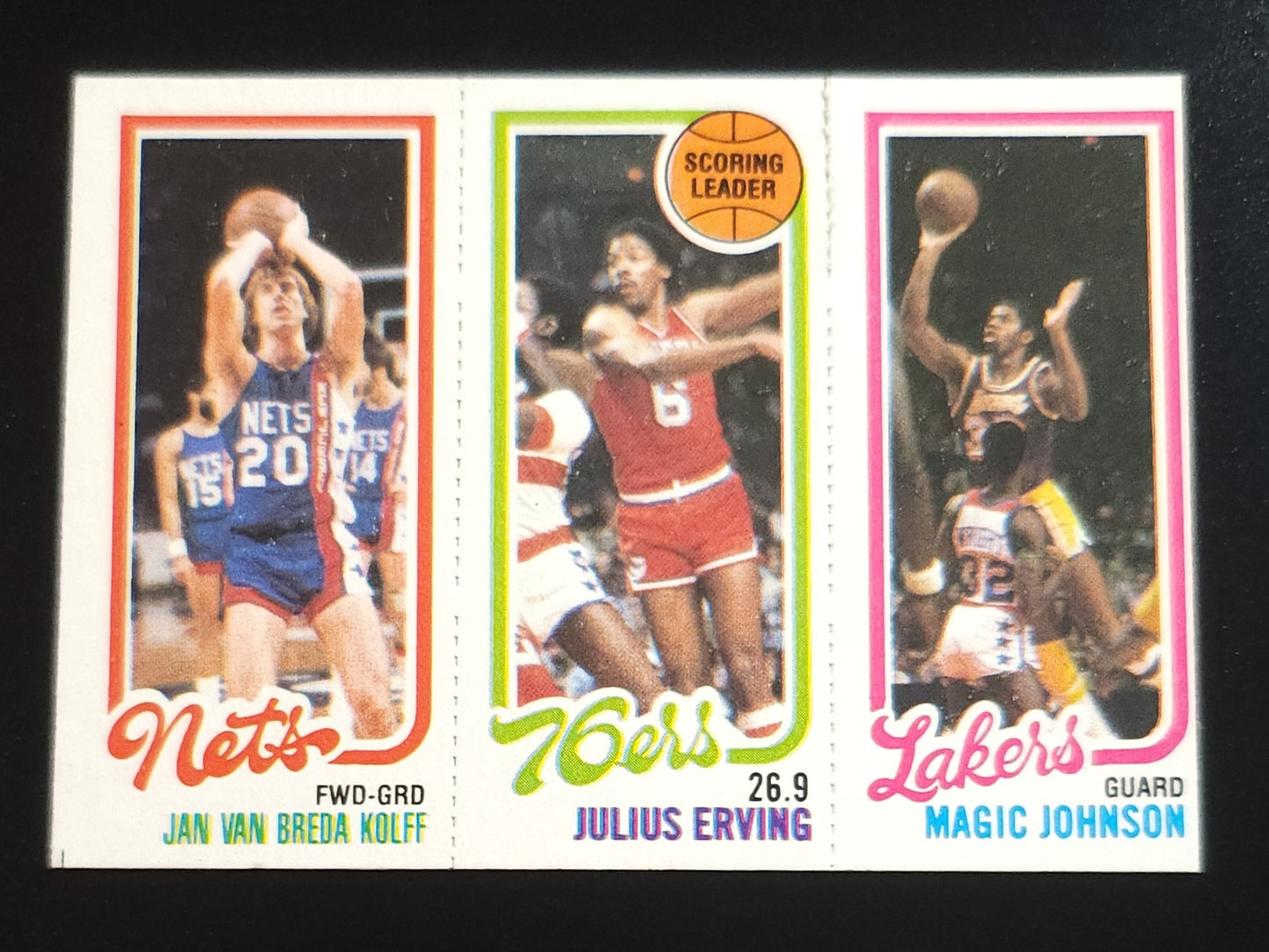 Magic Johnson/Dr J/Van Breda Kolff 1980 Topps Rookie #139/174/162 Lakers