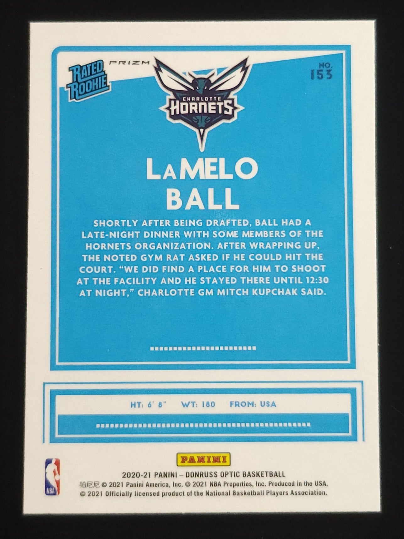 LaMelo Ball 2020-21 Prizm Rated Rookie Pink Hyper Prizm #153 Hornets