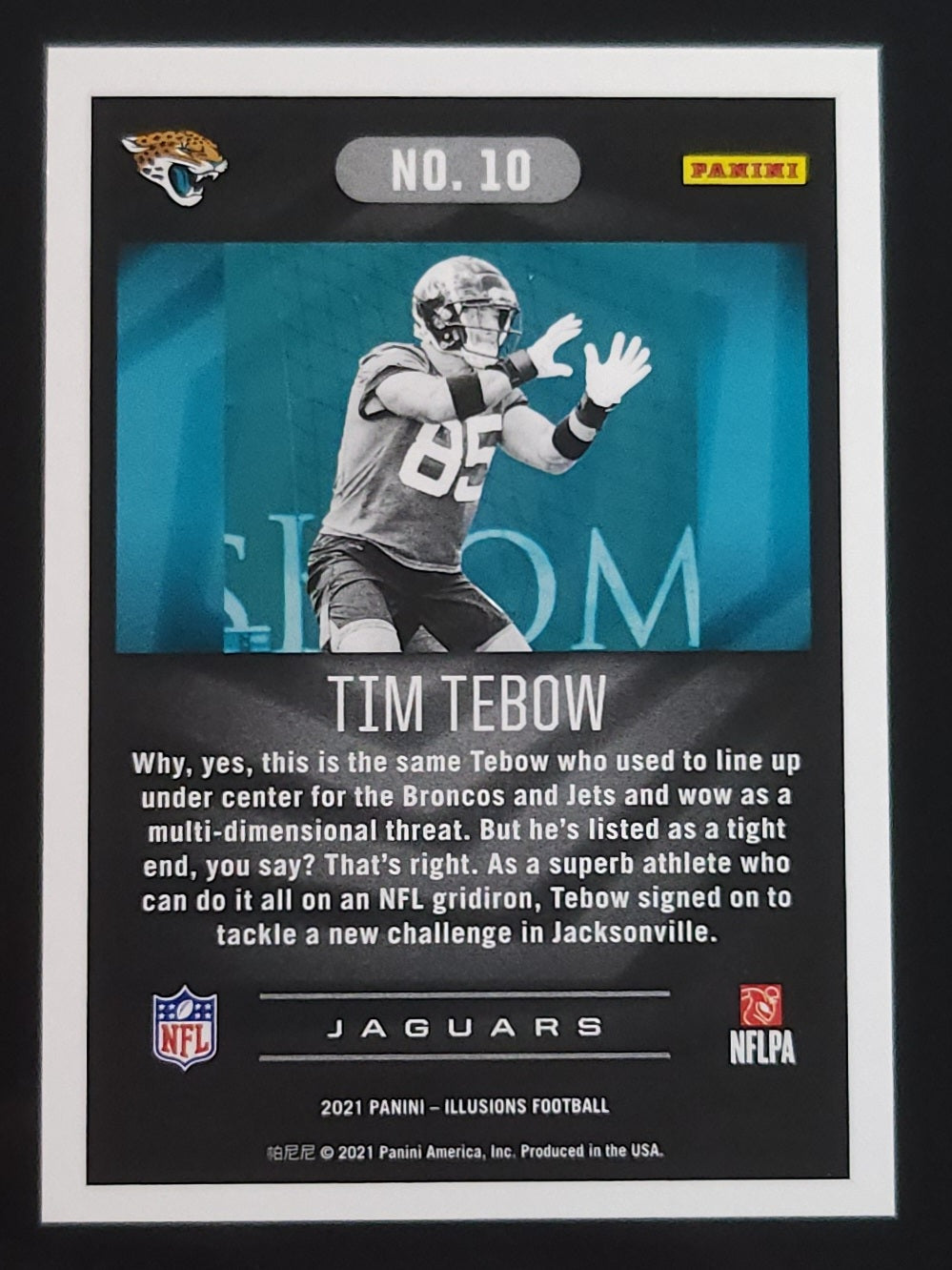 Tim Tebow 2021 Panini Illusions RC Light Blue 107/149 #10 Jaguars