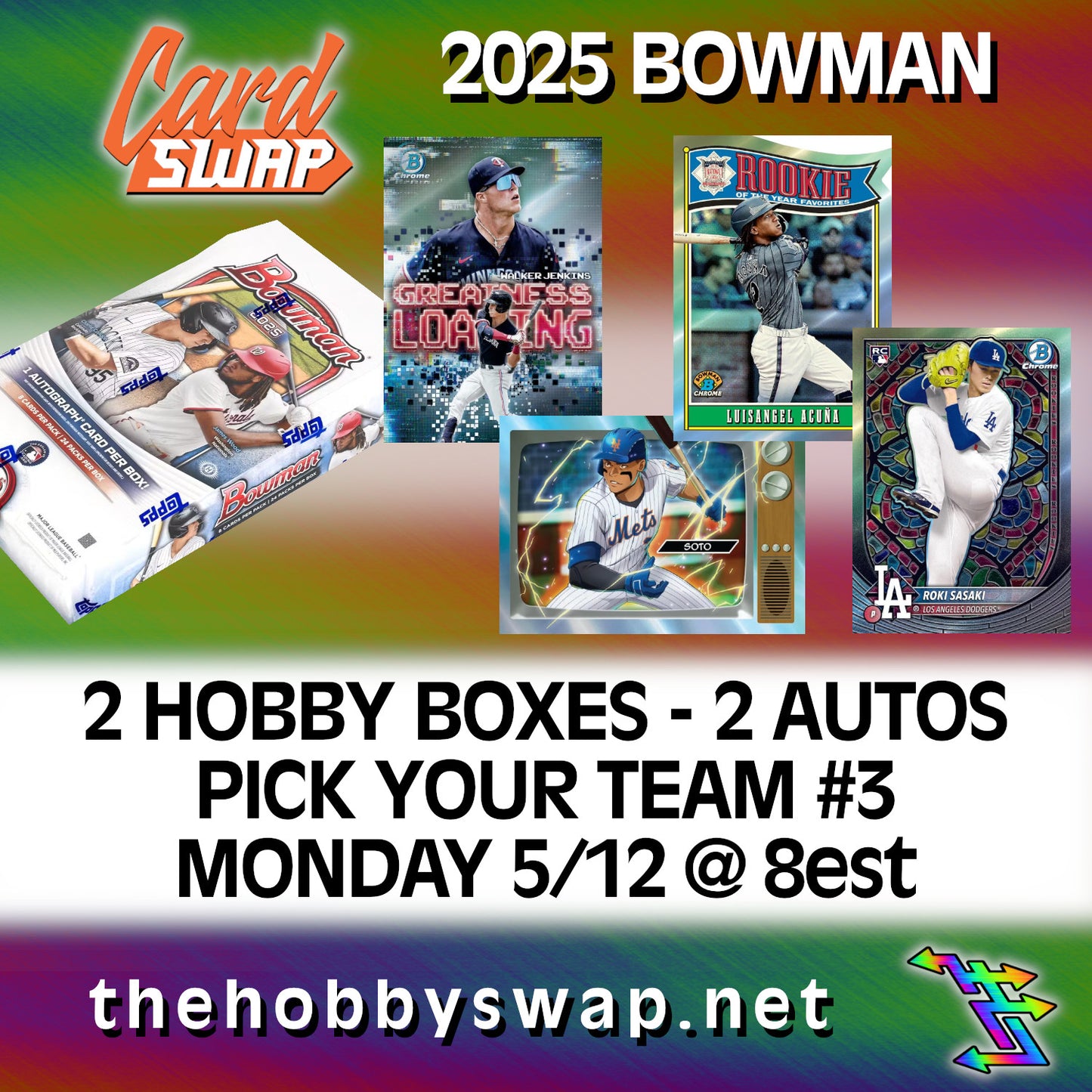 2025 BOWMAN HOBBY BREAK - 2 BOXES - 2 AUTOS - PICK YOUR TEAM #3