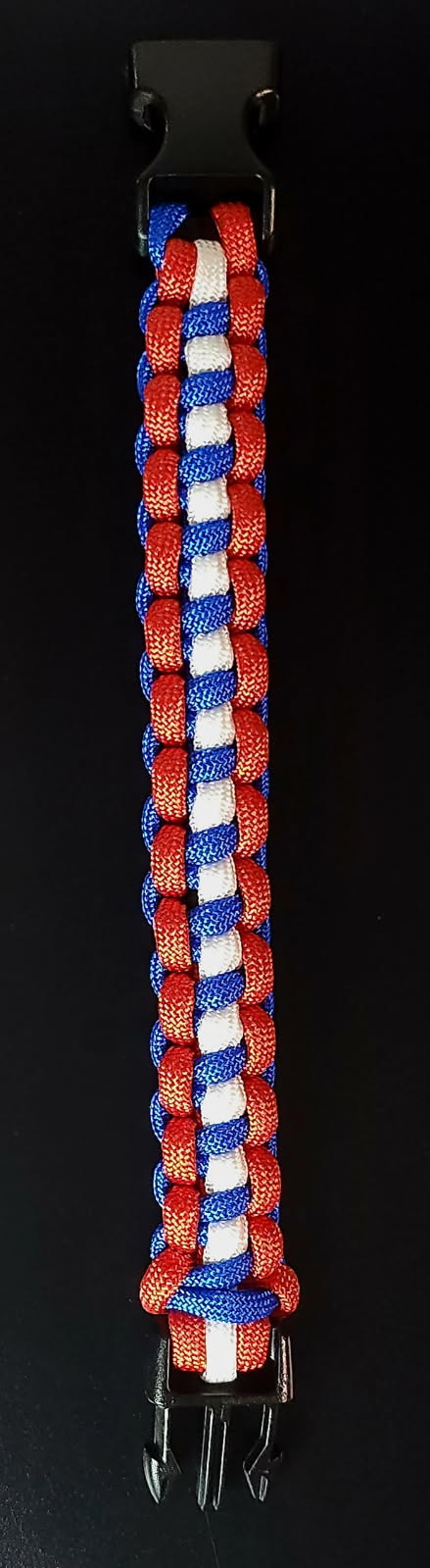 3-Color Thin Line Paracord Handmade Bracelet - Red White & Blue - Sizes Available