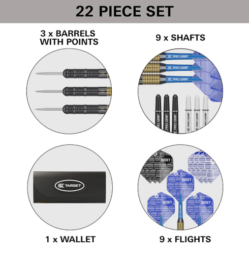 Target Josh Rock Brass Steel Tip Darts - 22gm (1 Set of 3 Darts)