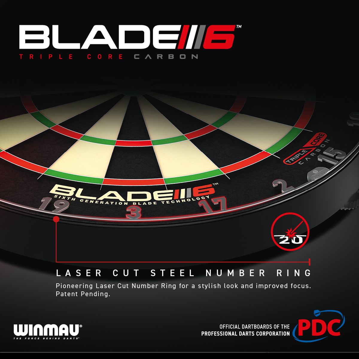 WINMAU BLADE 6 TRIPLE CORE STEEL TIP DARTBOARD - The Hobby Swap