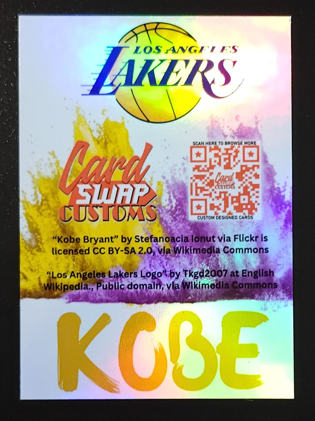 Kobe Bryant Color Explosion Silver Refractor Custom Card