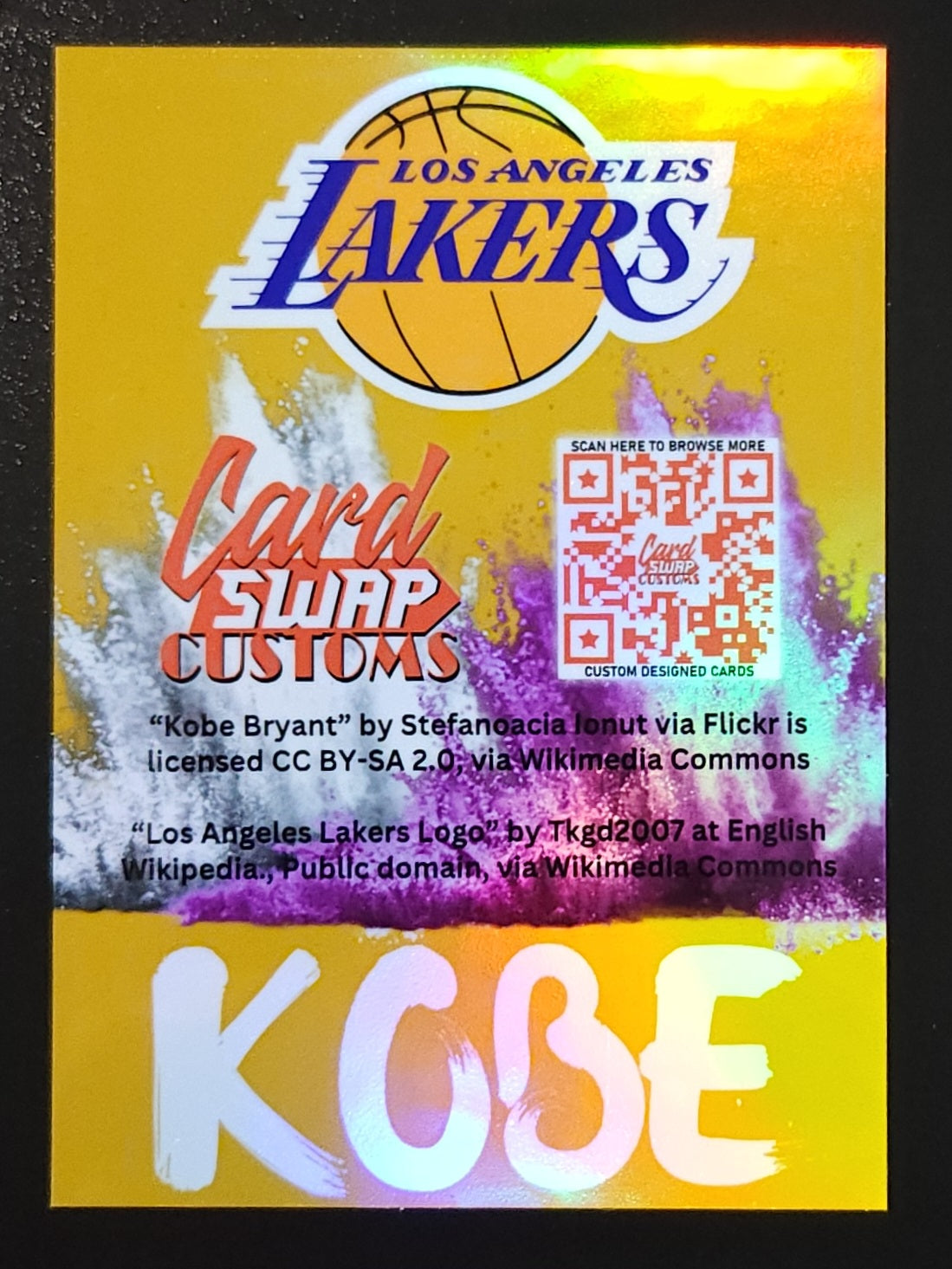 Kobe Bryant Color Explosion Gold Refractor Custom Card