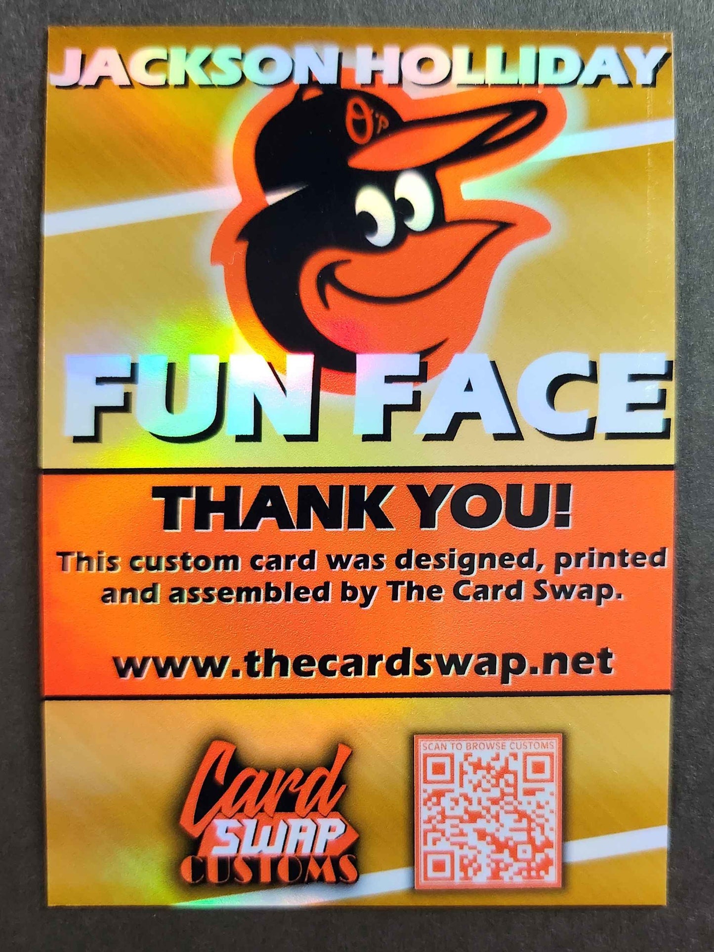 Jackson Holliday 89 Fun Face Gold Holo Card Swap Custom Card