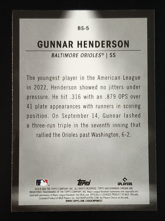 Gunnar Henderson 2023 Bowman Chrome Spotlight Rookie #BS-5 Orioles - The Hobby Swap