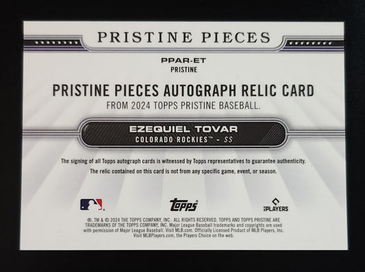 Ezequiel Tovar 2024 Pristine Pieces Auto Relic Pristine Refractor 8/99 #PPAR-ET Rockies - The Hobby Swap