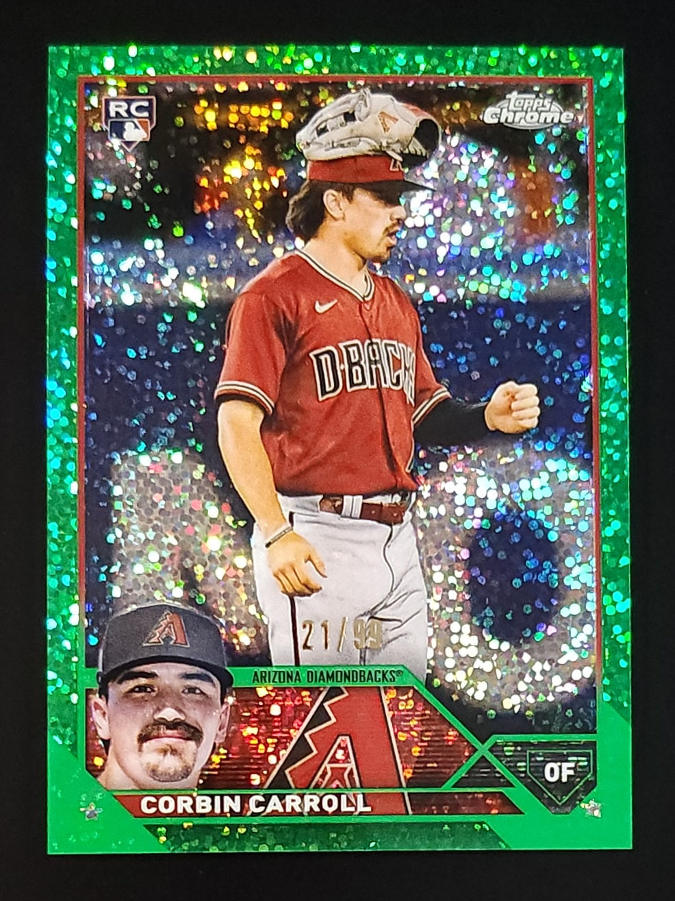 Corbin Carroll 2023 Topps Chrome Rookie SP Variation Green Speckle 21/99 #95 Diamondbacks - The Hobby Swap