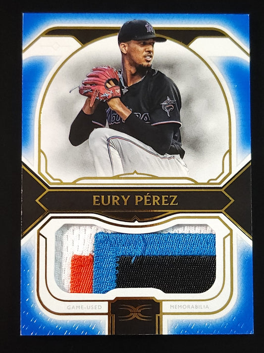 Eury Perez 2024 Topps Definitive Collection Jumbo Patch Relic 3/30 #DJRC-EP Marlins - The Hobby Swap