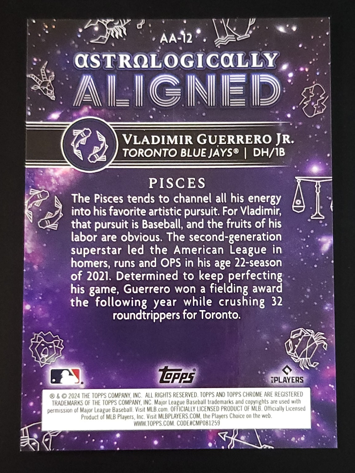 Vlad Guerrero Jr 2021 Topps Chrome Astrologically Aligned Black 8/10 #AA-12 Blue Jays - The Hobby Swap