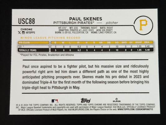 Paul Skenes 2024 Topps Chrome Update Rookie X-Fractor #USC88 Pirates - The Hobby Swap