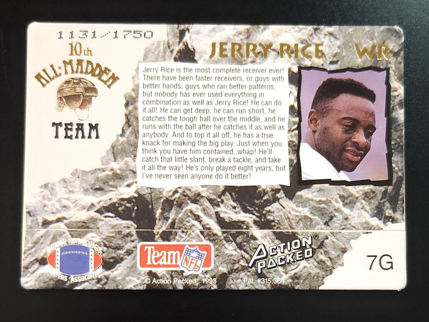 Jerry Rice 1993 Action Packed All Madden 24 Kt Gold 1131/1750 #76 49ers - The Hobby Swap