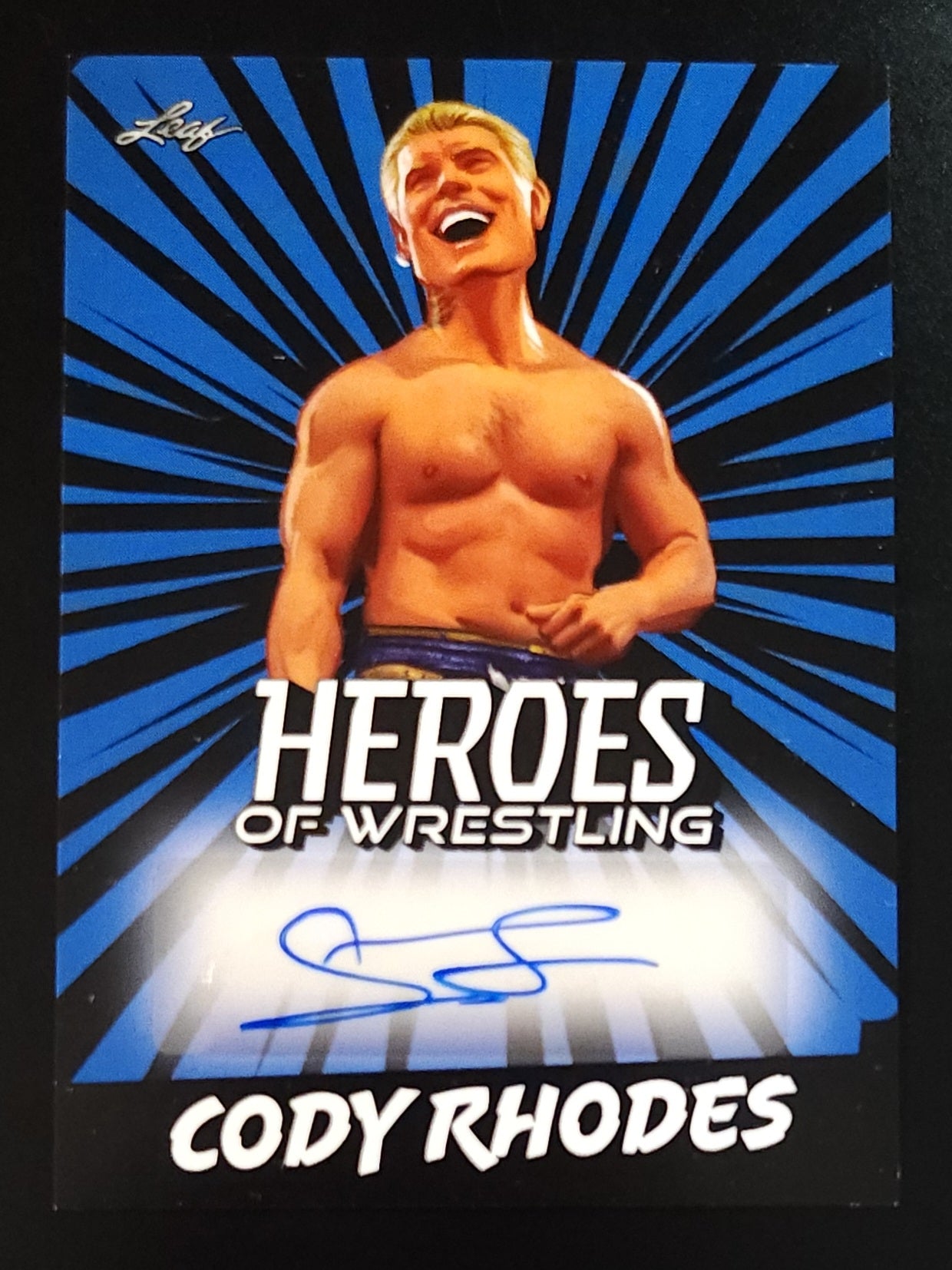 Cody Rhodes 2023 Leaf Heroes of Wrestling Auto Blue Parallel BA-CR1 WWE - The Hobby Swap