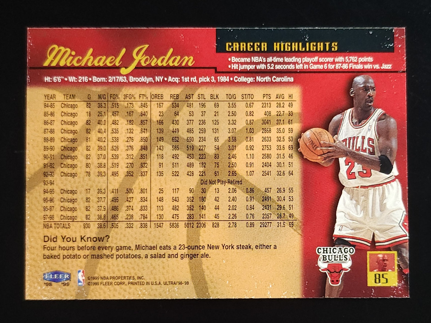 Michael Jordan 1998-99 Fleer Ultra #85 Bulls
