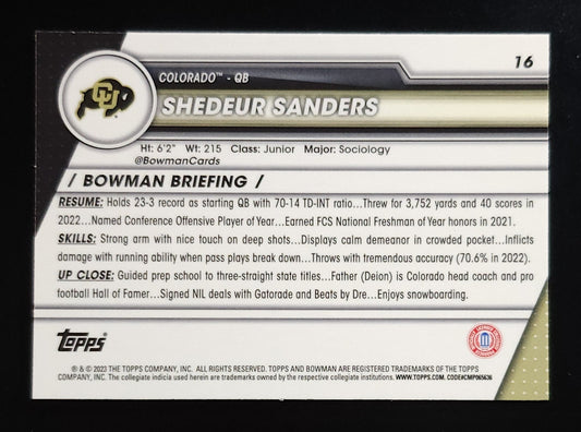 Shedeur Sanders 2023 Bowman University 1st #16