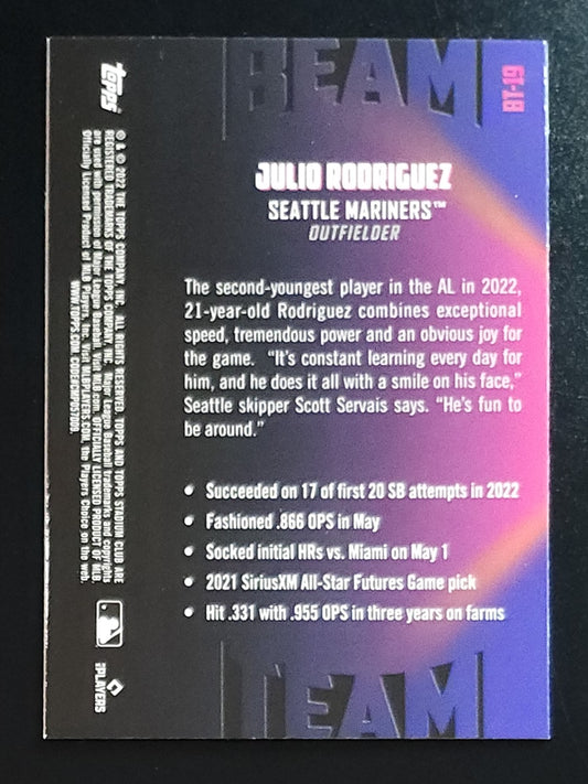 Julio Rodriguez 2022 Stadium Club Beam Team RC #BT-JR Mariners