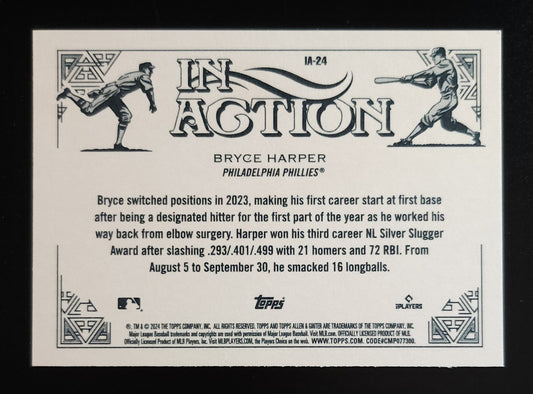 Bryce Harper 2024 Allen & Ginter In Action Variation SP #IA-24 Phillies