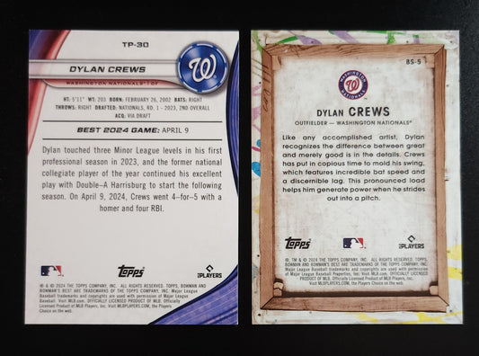 Dylan Crews 2024 Bowman's Best 2-Card Lot - Showpieces + Wave Refractor - Nationals