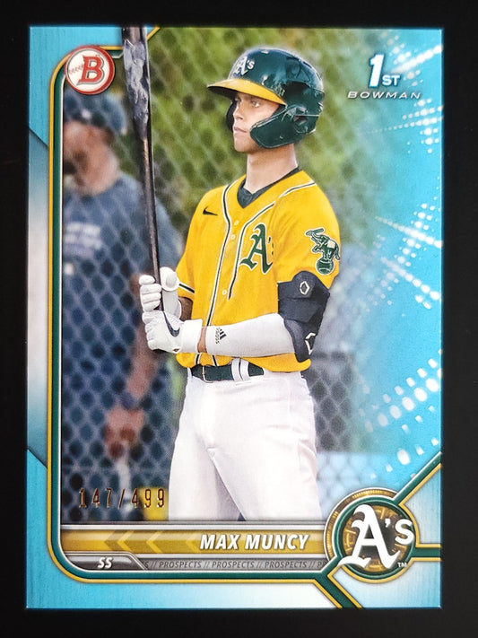 Max Muncy 2022 Bowman 1st Sky Blue 147/499 #BP-89 A's