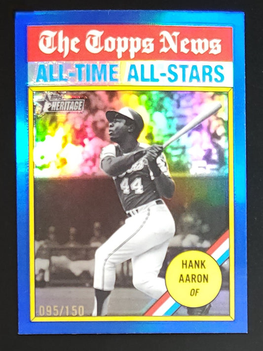 Hank Aaron 2025 Heritage All Time All Stars Blue Refractor 95/150 #346 Braves