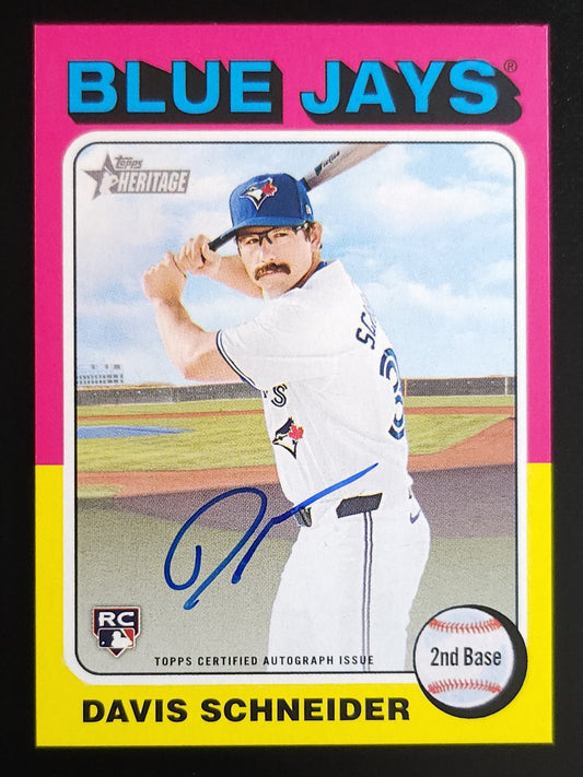 Davis Schneider 2024 Heritage High Number RC Real Ones Auto #ROA-DS Blue Jays