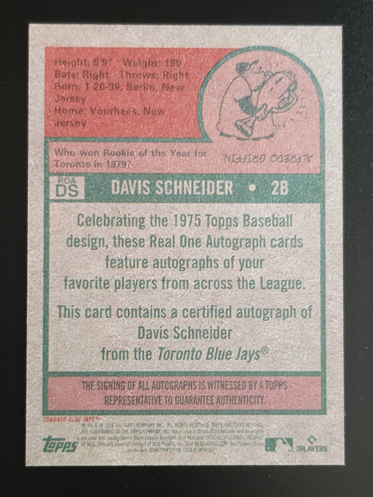 Davis Schneider 2024 Heritage High Number RC Real Ones Auto #ROA-DS Blue Jays