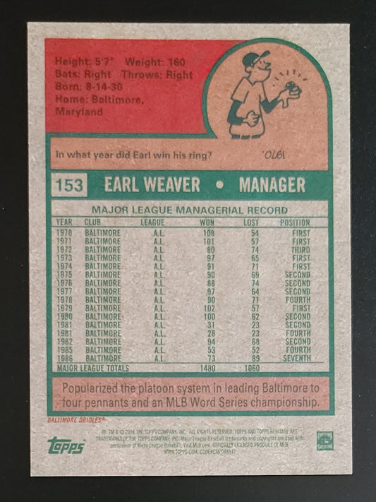 Earl Weaver 2025 Heritage Refractor 10/699 Orioles