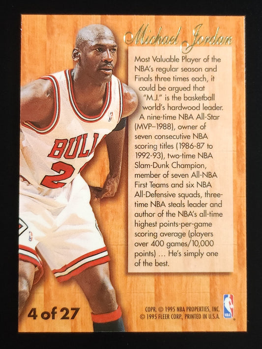 Michael Jordan 1995-96 Fleer Flair Hardcourt Leader #4 Bulls