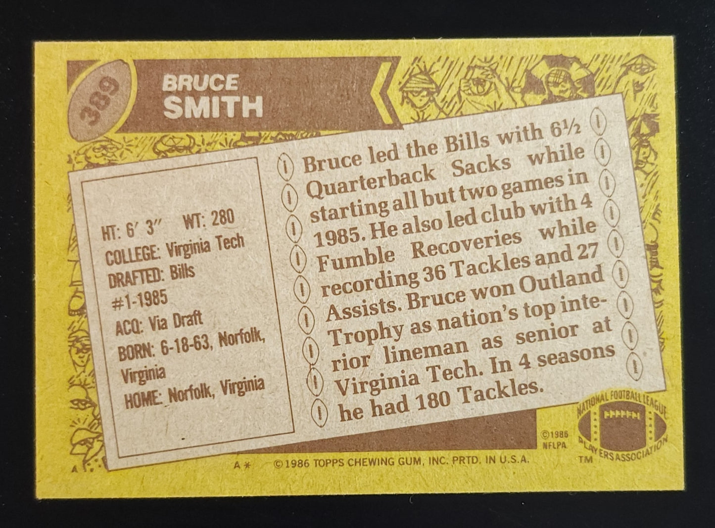 Bruce Smith 1986 Topps Rookie #389 Bills
