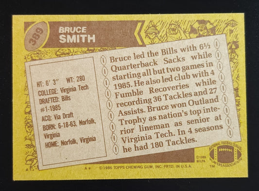 Bruce Smith 1986 Topps Rookie #389 Bills
