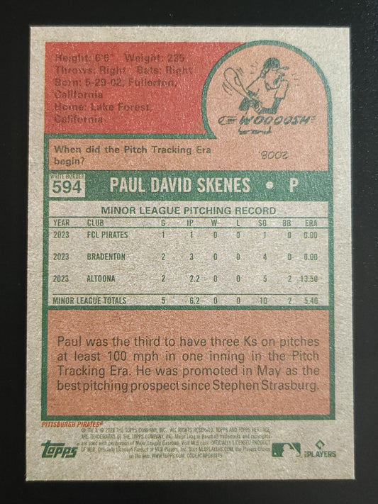 Paul Skenes 2024 Heritage High RC Blue Border #594 Pirates