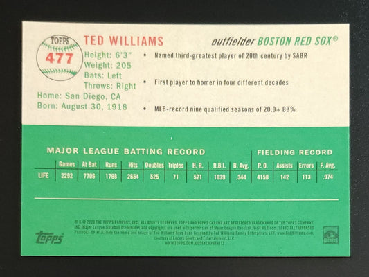 Ted Williams 2023 Topps Chrome Platinum Gold Toile 46/50 #477 Red Sox