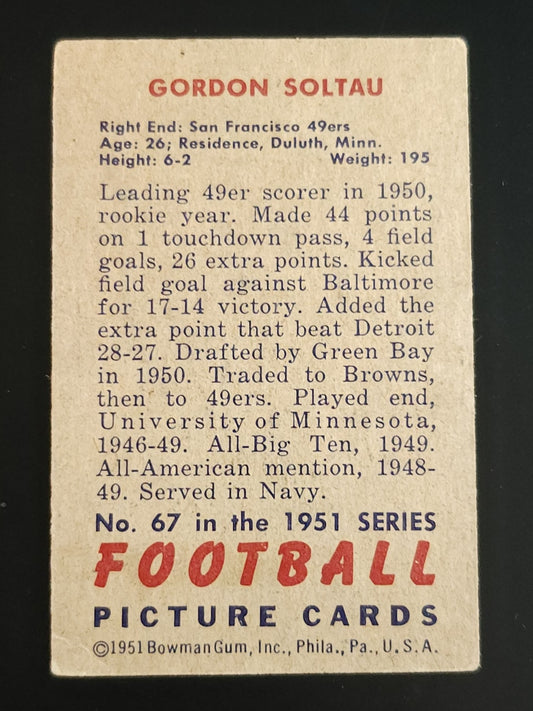 Gordon Soltau 1951 Bowman #67 49ers
