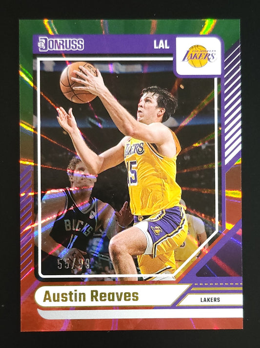 Austin Reaves 24-25 Donruss Red Green Holo Laser 55/99 #163 Lakers