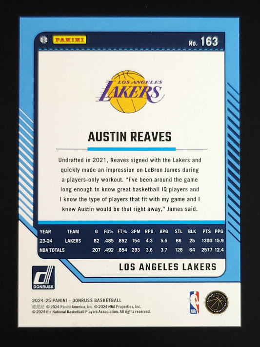 Austin Reaves 24-25 Donruss Red Green Holo Laser 55/99 #163 Lakers