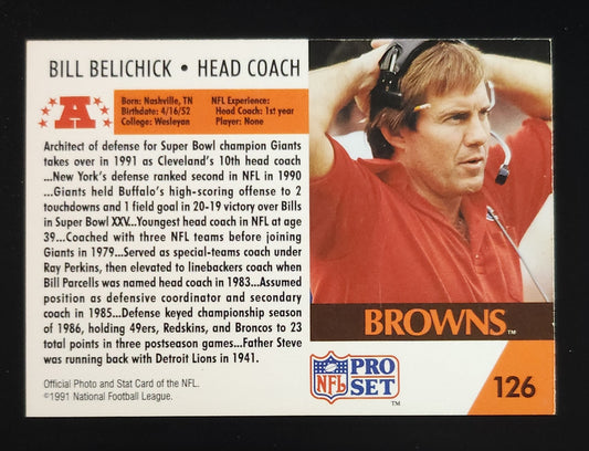 Bill Belichick 1991 Pro Set #126 Browns Patriots