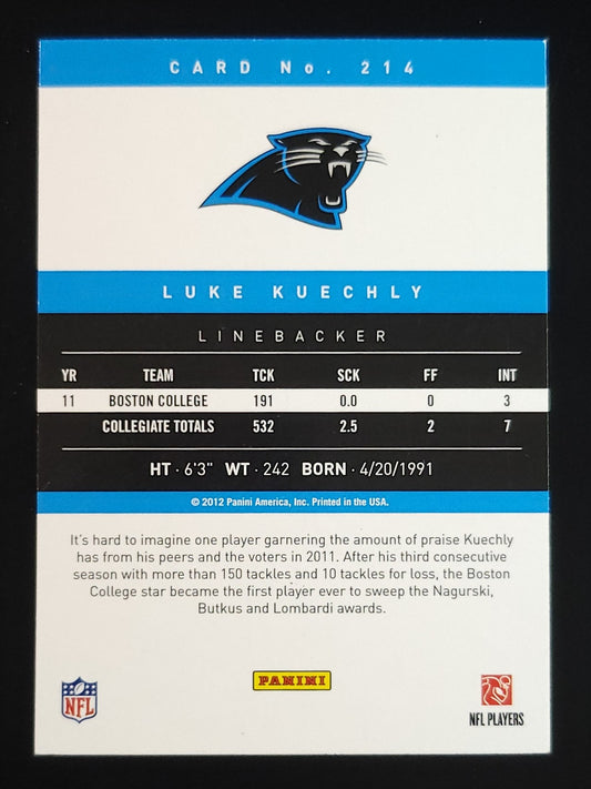 Luke Kuechly 2012 Panini Prestige Rookie #214 Panthers
