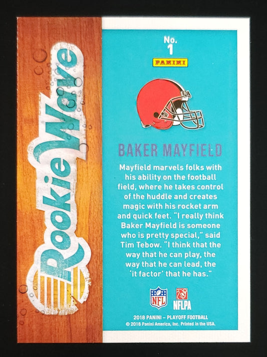 Baker Mayfield 2018 Panini Playoff Rookie Wave #1 Browns Buccaneers