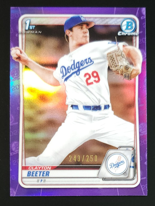 Clayton Beeter 2020 Bowman Chrome 1st Purple Refractor 243/250 #BD-30 Dodgers