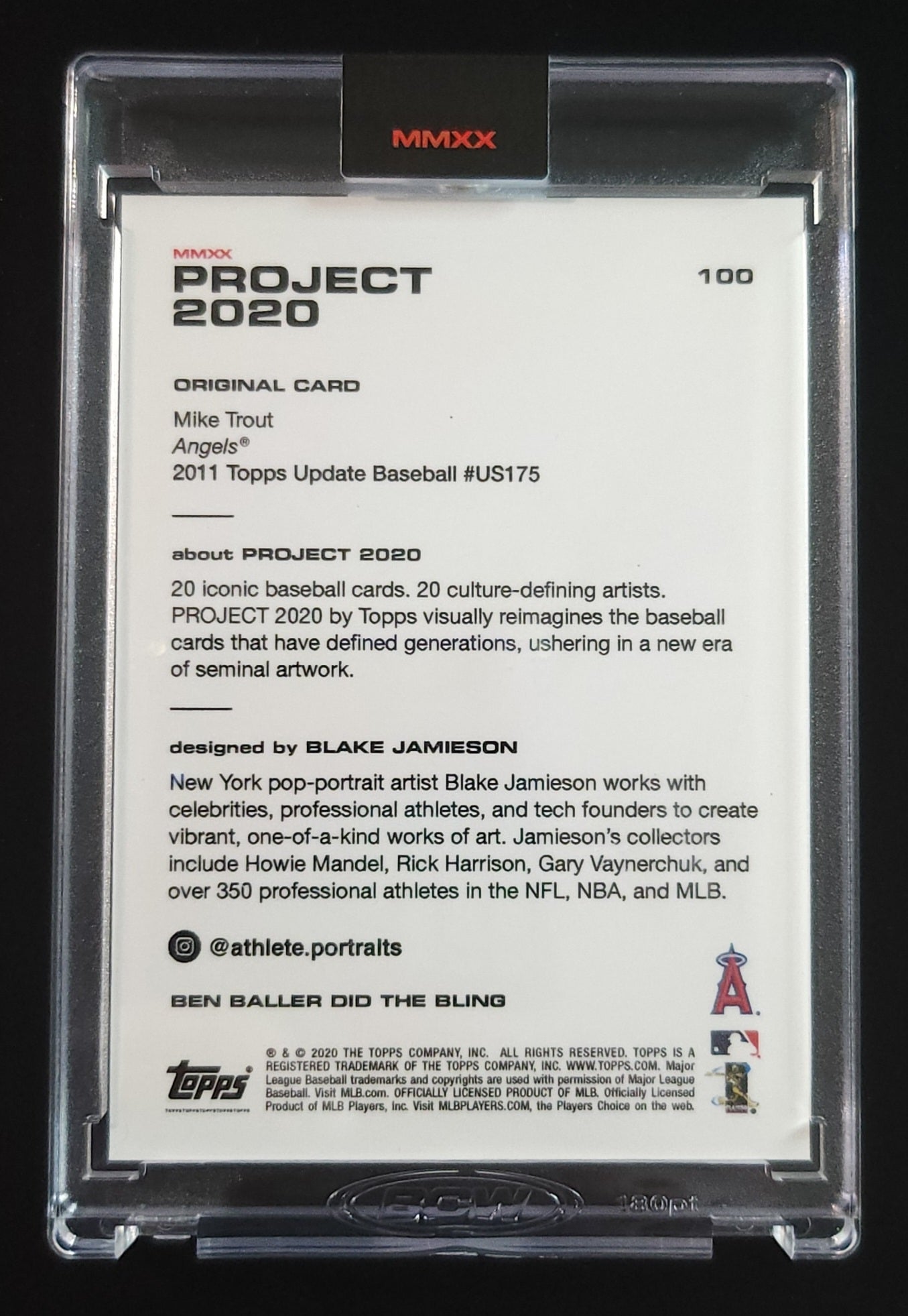 Mike Trout Topps Project 2020 #100 Angels (Blake Jamieson)