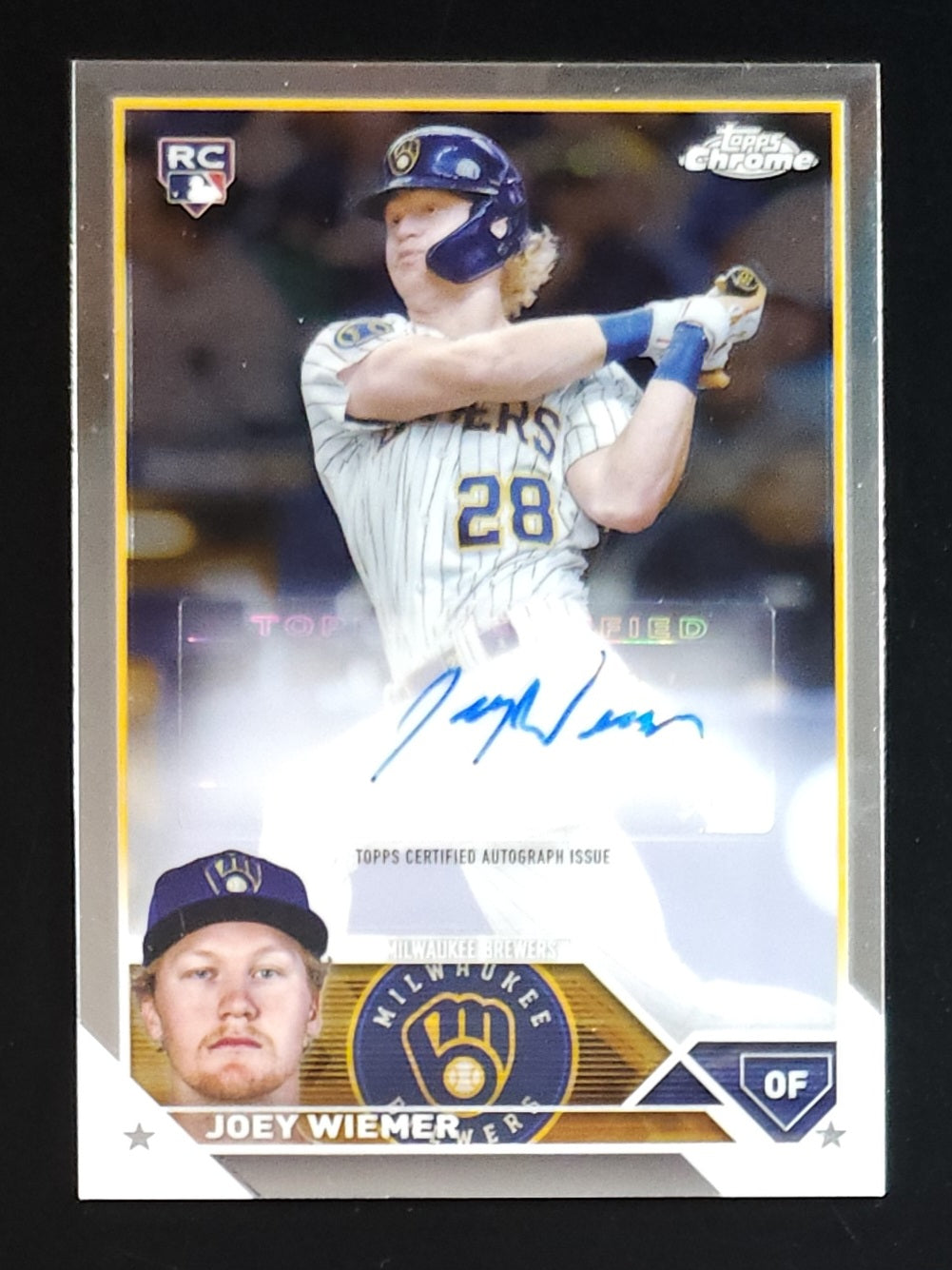 Joey Wiemer 2023 Topps Chrome RC Auto #AC-JWI Brewers