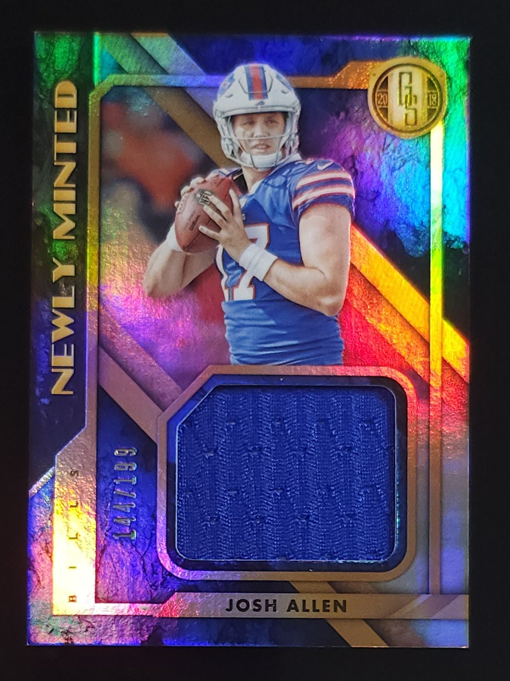 Josh Allen 2018 Panini Gold Standard Newly Minted Rookie Relic 144/199 #5 Bills