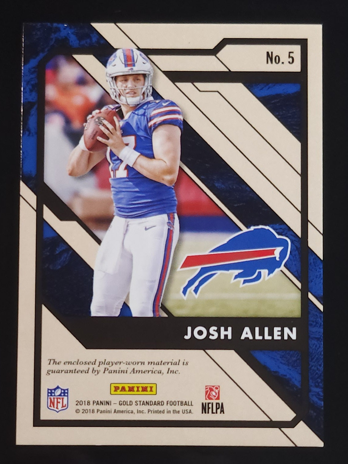 Josh Allen 2018 Panini Gold Standard Newly Minted Rookie Relic 144/199 #5 Bills